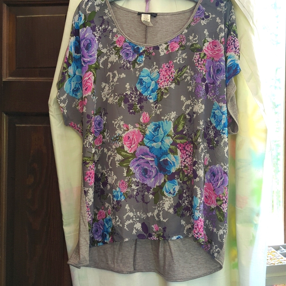 Sheer front, knit tee back